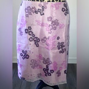 Calvin Klein Skirt Size 10 Straight Lavender Floral Boho midi 100% SILK NEW